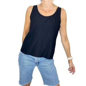 Eileen Fisher black jersey knit minimalist boxy sleeveless tank top M